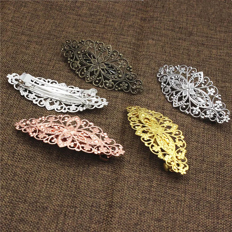 Fashion Copper Hair Snap Clips with Flower Design for Women - 80mm Length