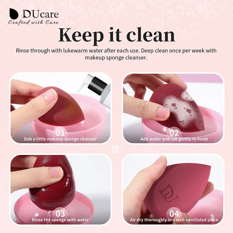 Water Drop Makeup Sponge Set for Foundation Blending - Reusable Cosmetic Puff
