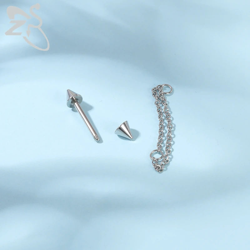 2PCS Stainless Steel Nipple Piercing Bar with Crystal Heart & Ring for Women