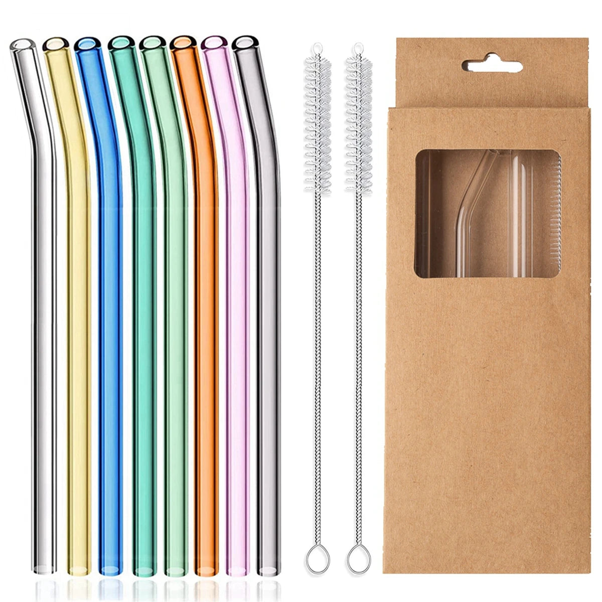 Reusable Glass Drinking Straws - Eco-Friendly, Heat-Resistant, 8mm Diameter