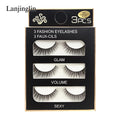 3 Pairs Natural Long Wispy False Eyelashes - Soft 3D Mink Fluffy Makeup Extension