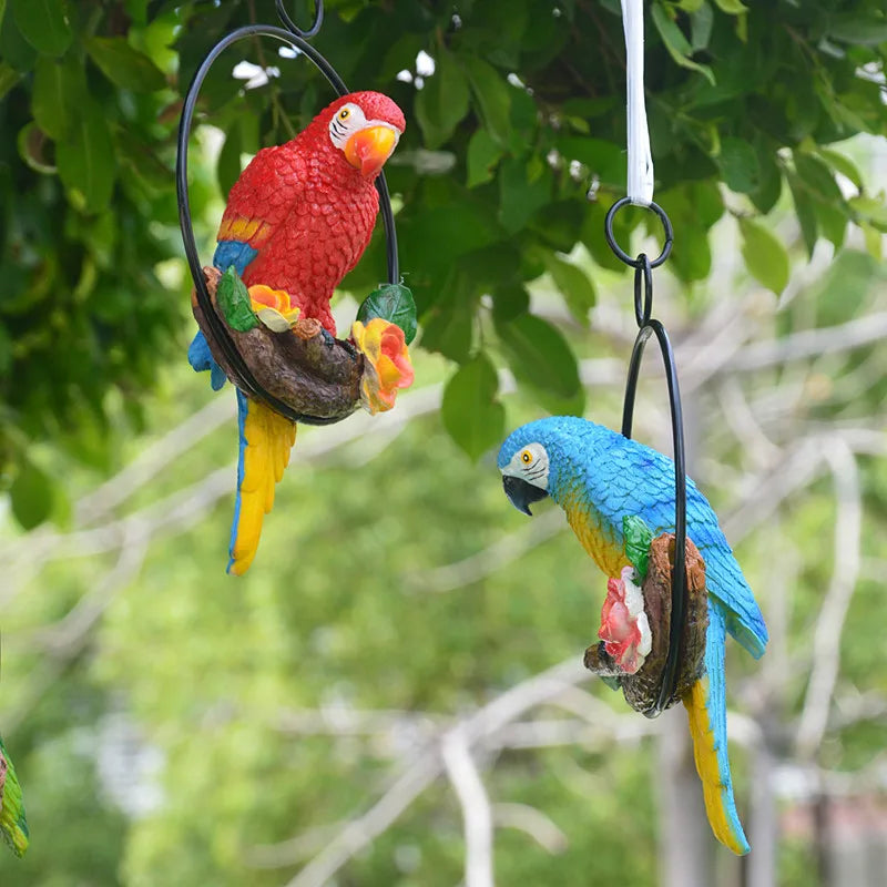 Resin Parrot Garden Statue - Outdoor Decor Animal Sculpture for Home & Garden