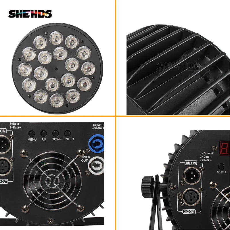 LED Flat Par Stage Lighting 18x18W RGBWA+UV DMX512 DJ Disco Party Light