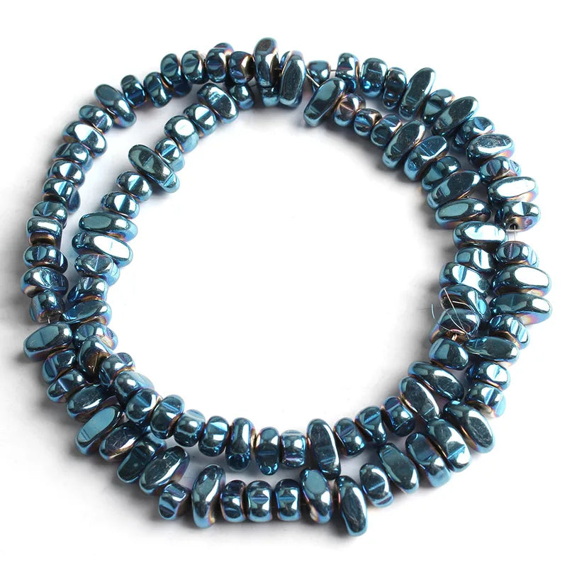 Natural Matte Hematite Beads for Jewelry Making - Irregular Gravel Spacer 15"