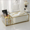 Luxury Nordic Gold Glass Tissue Box Holder for Living Room & Desktop