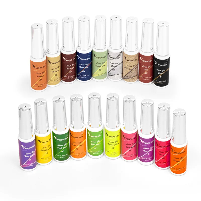 Nail Art Gel Kit with Glitter Colors - 8ml French & DIY Painting Gel for Manicure