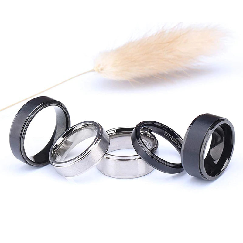 Titanium Wedding Ring Men Women Brushed Black Silver Band 4-10mm Custom Sizes