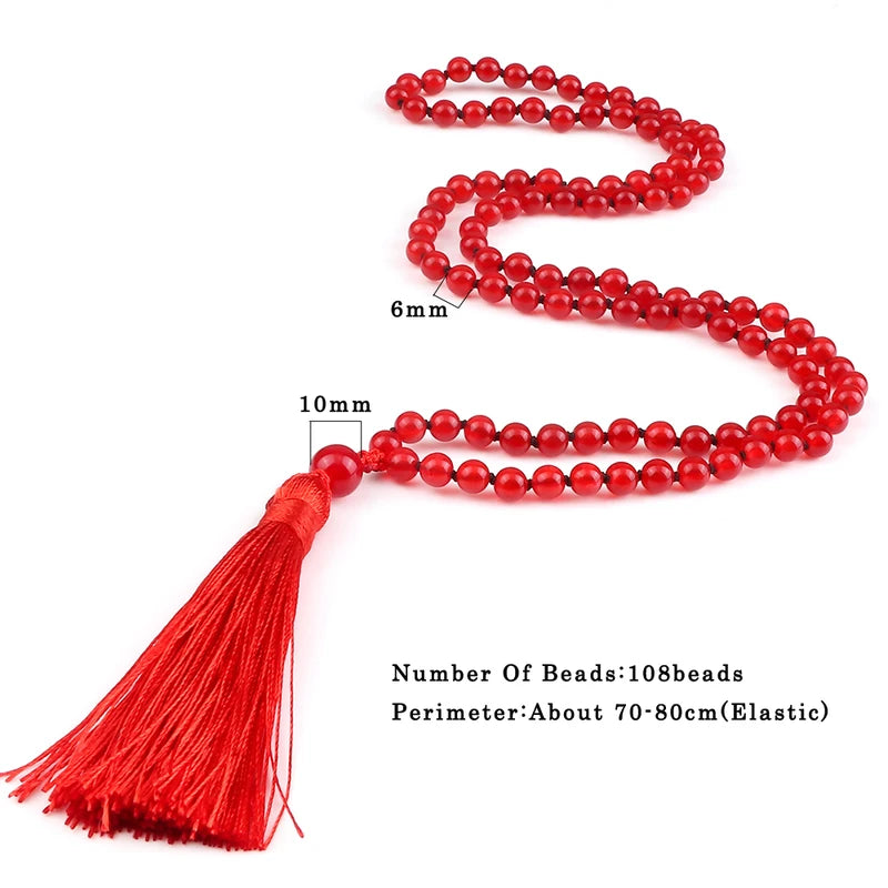 Beaded Mala Necklace with Tassel for Meditation Yoga Bohemian Jewelry Women