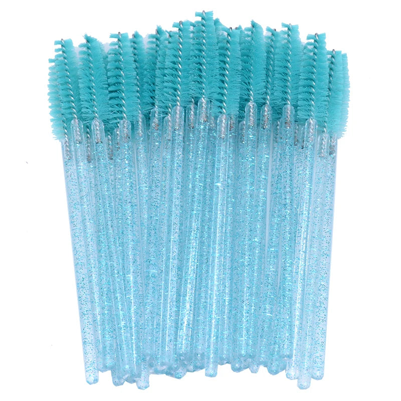 Disposable Micro Glitter Eyelash Mascara Wands Set - 50 Pcs Makeup Tools