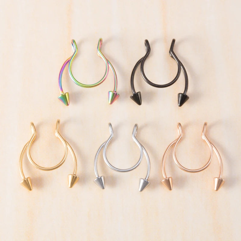 Fake Nose Ring for Men Women Septum Lip Hoop Body Jewelry 20G Surgical Steel