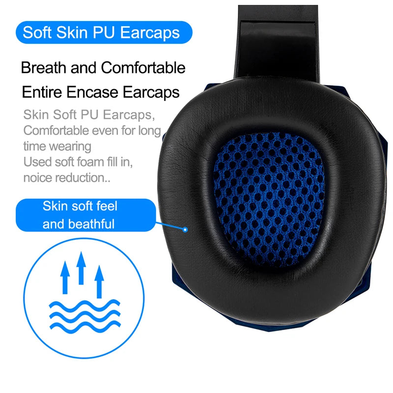 Professional Wired Gaming Headset with Microphone, LED Light, Over-Ear Stereo for PC, PS4, Xbox, and More