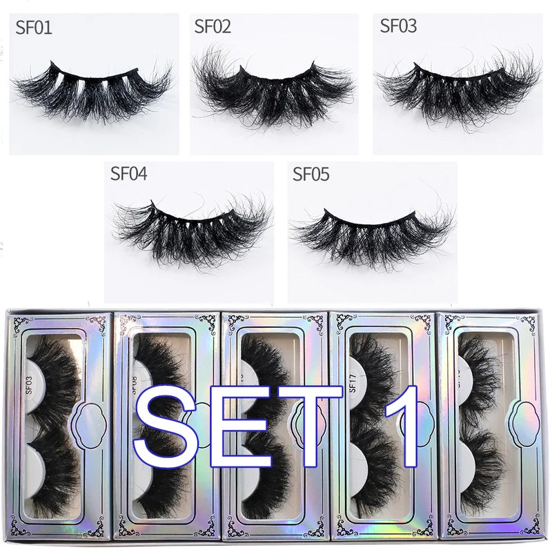 Wholesale 25mm Mink Fluffy Long False Eyelashes - Multiple Styles & Colors