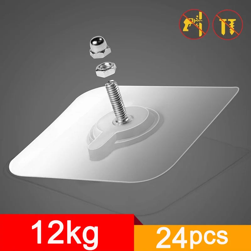 Self-Adhesive Wall Hook Set for Pictures Keys and More - Clear & Durable