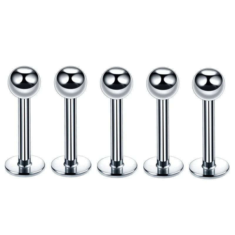 5Pcs Labret & Lip Ring Set - Surgical Steel Ear Cartilage Helix Tragus Jewelry