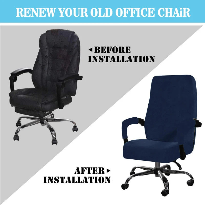 Elastic Velvet Chair Cover Set with Armrest Protectors for Office & Cafe Chairs