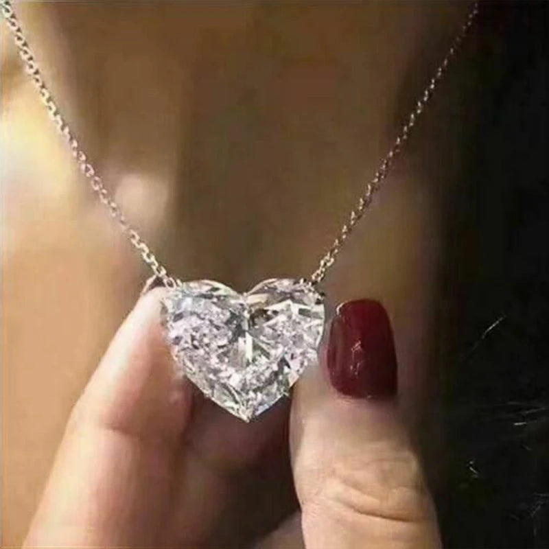Big Heart CZ Pendant Necklace for Women - Versatile Statement Jewelry