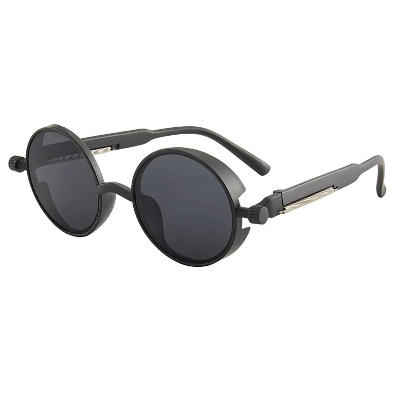 Luxury Classic Gothic Steampunk Round Sunglasses Men Women High-Quality PC Frame