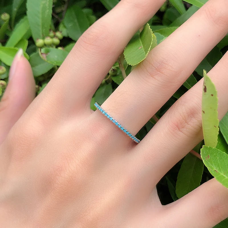 Trendy Tibetan Silver Turquoise Charm Stackable Ring for Women - Fine Jewelry
