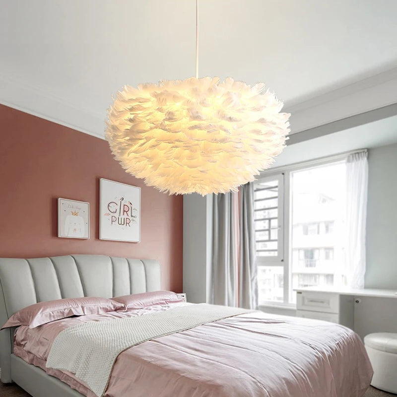 Large Goose Feather Chandelier for Living Room and Bedroom - Modern Lighting Fixture