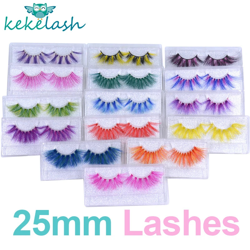 Rainbow Mink Eyelash Strips - 25mm Long, Bulk Party & Cosplay Makeup Lashes