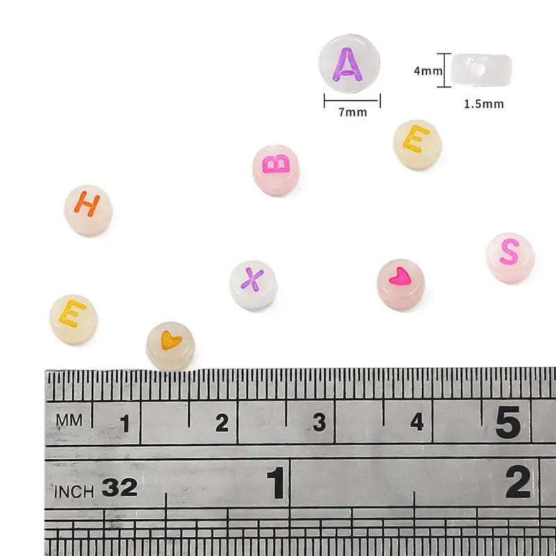 100pcs Mixed English Letter Acrylic Beads for Jewelry Making - Heart & Number Beads