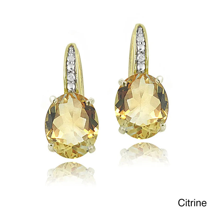 925 Sterling Silver Earrings with Colorful Gemstones and 18k Gold Ear Buckle for Women