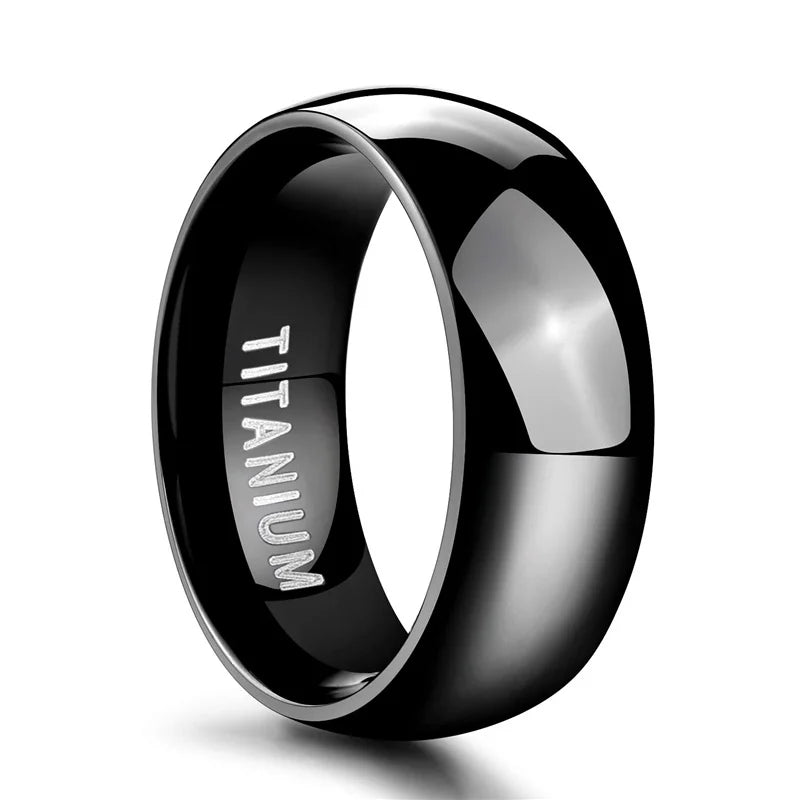 Men's and Women's Titanium Wedding Bands - Polished Engagement Rings, Classic Black & Silver