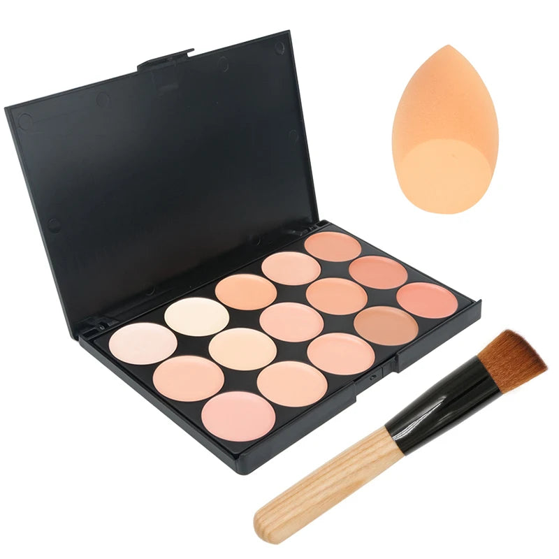 15-Color Face Concealer Palette Camouflage Cream Contour Makeup Kit for Flawless Skin