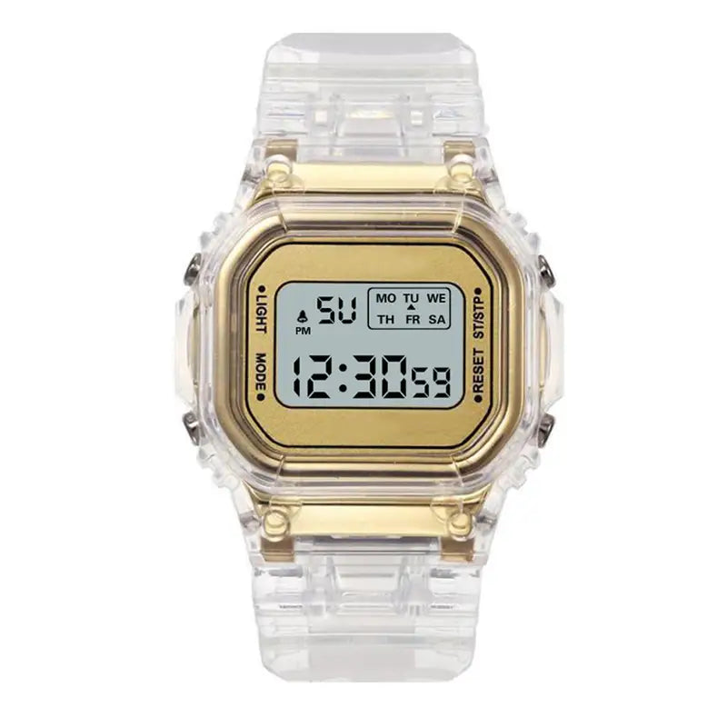 Women's LED Digital Watch - Rose Gold Silicone Casual Ladies Watch