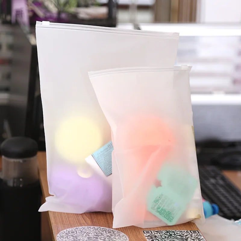 10PCS Waterproof Travel Storage Bags - Plastic Zipper EVA Translucent Packing Pouches