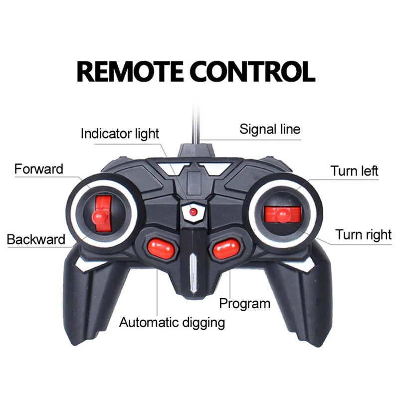 Remote Control Excavator Toy 2.4GHz 6 Channel Construction Vehicle for Kids