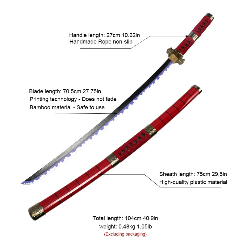 3-Piece Anime Katana Sword Set for Cosplay & Display - Light Bamboo Blades