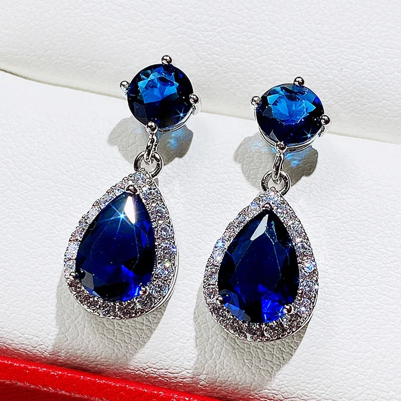 Elegant Female Dangle Earrings with Bright Cubic Zirconia Jewelry Gift for Women