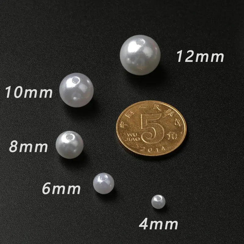 Pearl Beads Set - 4mm to 20mm Imitation Loose Round Beads for Jewelry Making