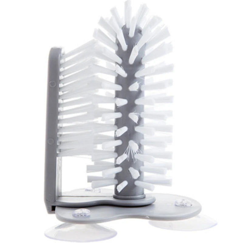 Glass and Bottle Cleaning Brush with Suction Base - Double Sided Kitchen Tool