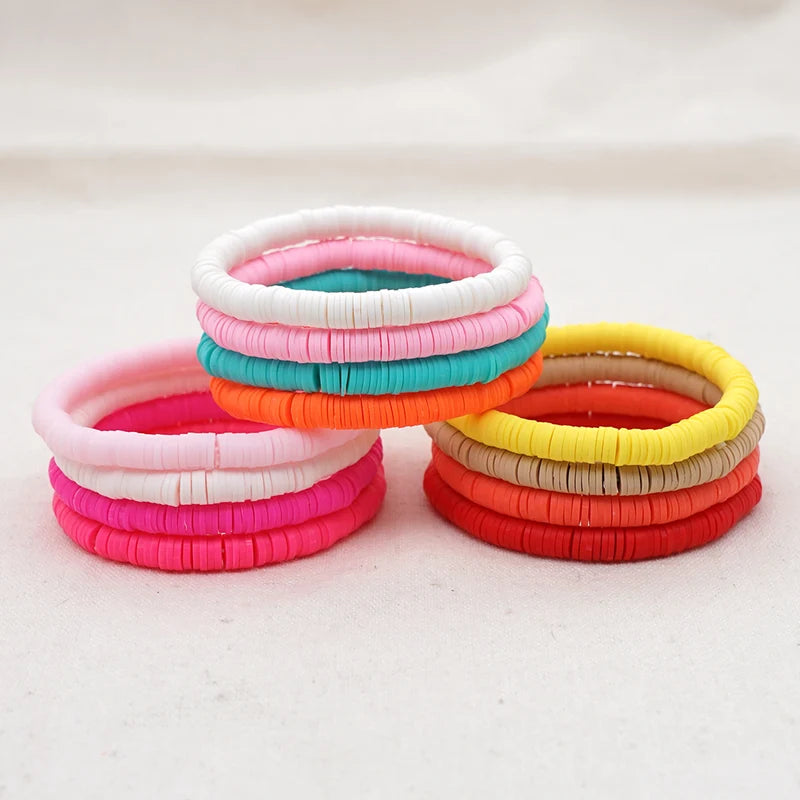 Handmade Colorful Polymer Clay Bracelets Boho Bead Jewelry for Men & Women