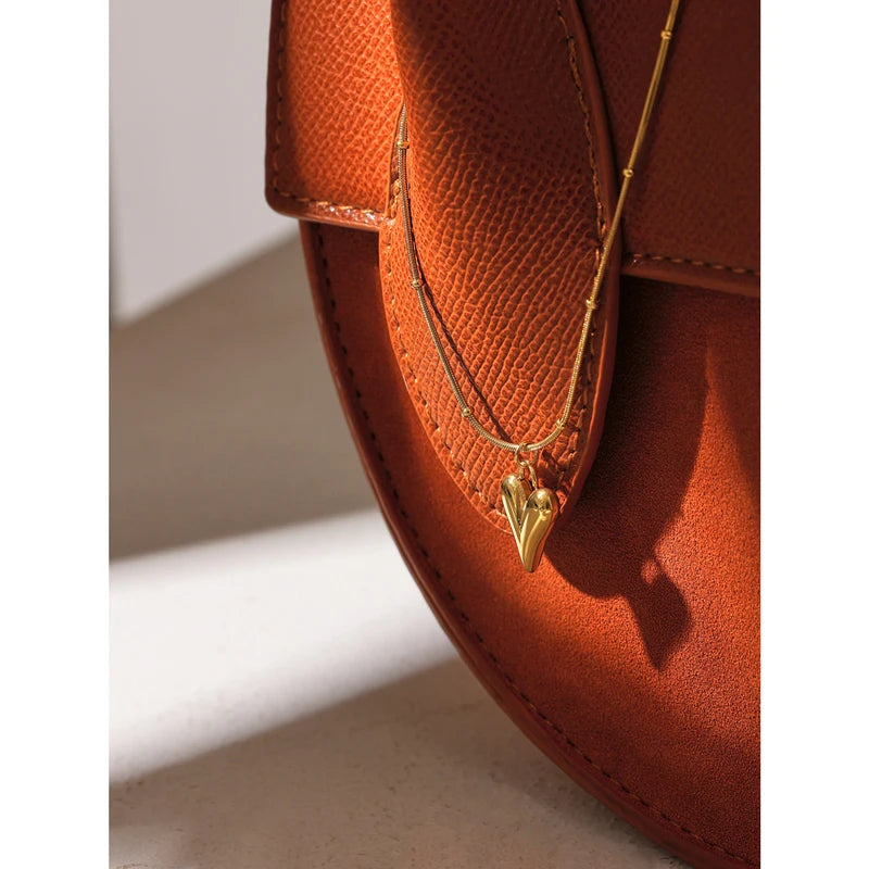 Women’s Heart Pendant Chain Necklace - Stainless Steel Choker Jewelry, Gift Idea