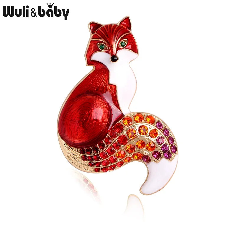Animal-Themed Rhinestone Enamel Fox Brooch Pin for Women Party & Casual Wear