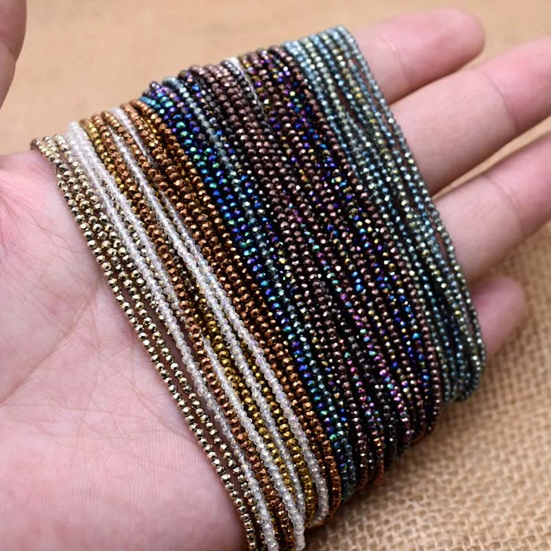 Crystal Glass Beads 1x2mm Rondelle Spacer Beads for Jewelry Making - 220pcs