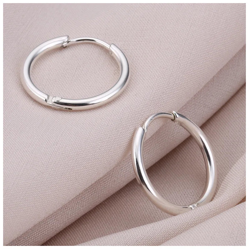 2mm Thin Silver Color Small Hoop Earrings Stainless Steel Anti-Allergic Ear Jewelry