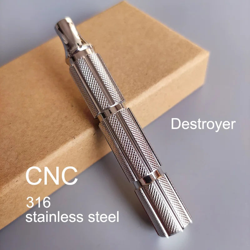 316L Stainless Steel Safety Razor Handle with Gold or Orange Finish – Durable Grooming Accessory