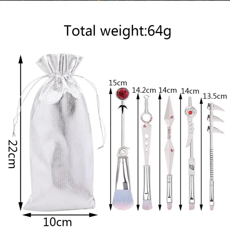 Anime Makeup Brush Set 5-Piece Collection with Carrying Bag - Japanese Inspired Design