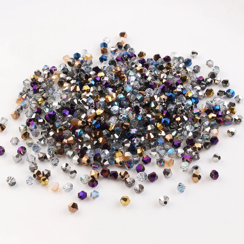 Mixed Color Czech Bicone Glass Beads for Jewelry Making - 2mm to 10mm