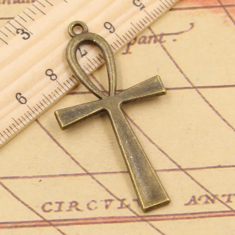 Cross Pendant Charms Egyptian Ankh Life Symbol Jewelry Making Supplies 10pcs