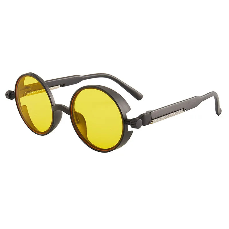 Luxury Classic Gothic Steampunk Round Sunglasses Men Women High-Quality PC Frame