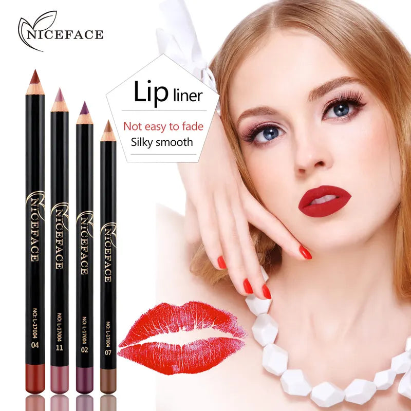 12-Color Matte Lip Liner Pencil Waterproof Long Lasting Lip Makeup Set
