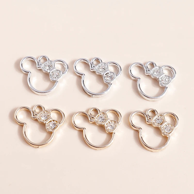 Crystal Mouse Charms Pendants for Jewelry Making 10pcs - Necklace Bracelet DIY Accessories