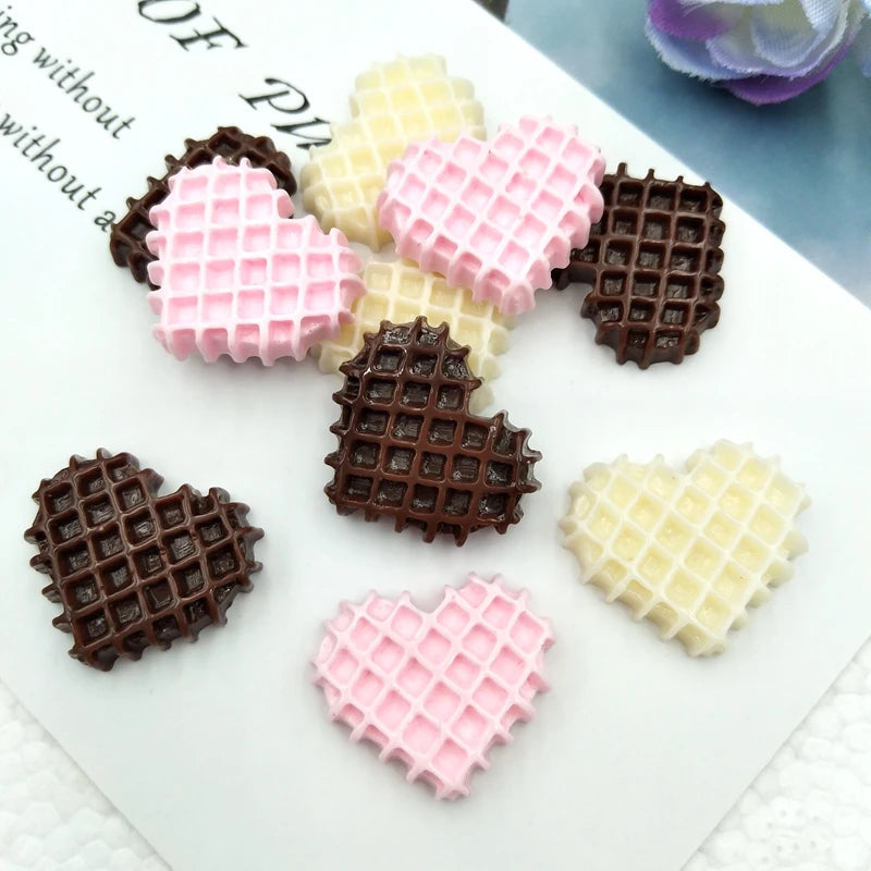 10pcs Heart-Shaped Resin Food Embellishments for Scrapbooking & Crafting