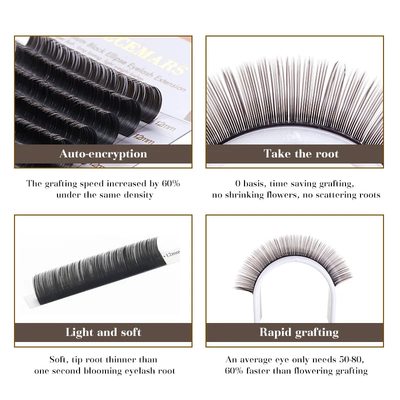 Super Soft Ellipse False Eyelash Extensions for Natural Look - Multiple Variants