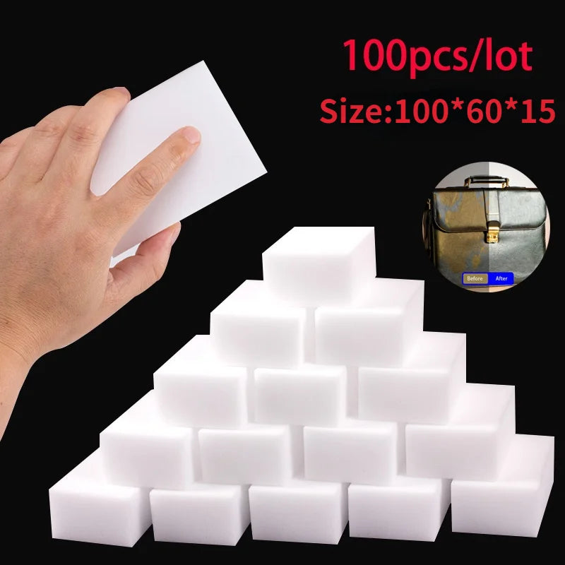 100 Pcs Melamine Cleaning Sponge Erasers for Kitchen Bathroom Office